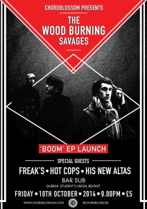 wood burning savages a4 online gig poster - revised for venue