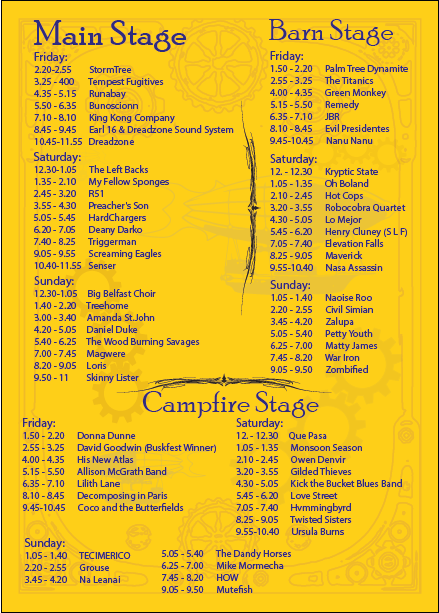 sunflowerfest 2015 - stage times main