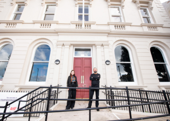 Kieran Gilmore & Rachael Campbell-Palmer outside the Court House - Photography by Michael Barbour